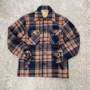 Vintage Vancort Jacket Mens S Blue Plaid Sherpa Lined Button Long Sleeve Shacket